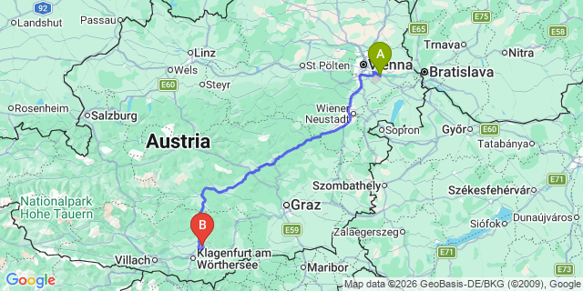 Map: Vienna Airport (VIE) to Magdalensberg