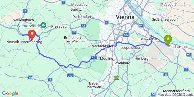Map: Vienna Airport (VIE) to Maiß