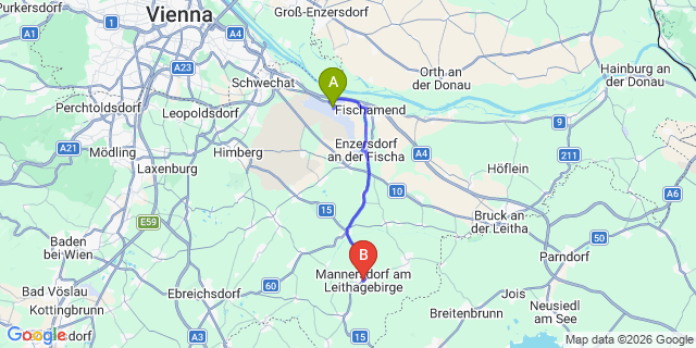 Map: Vienna Airport (VIE) to Mannersdorf
