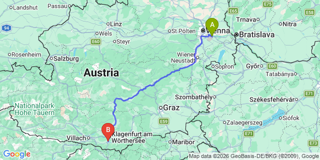 Map: Vienna Airport (VIE) to Maria Rain