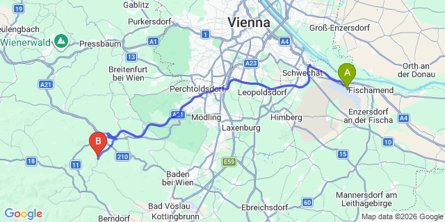 Map: Vienna Airport (VIE) to Maria Raisenmarkt