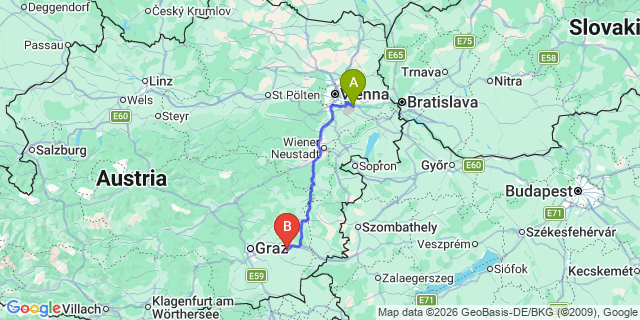 Map: Vienna Airport (VIE) to Markt Hartmannsdorf