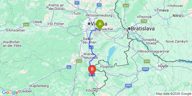 Map: Vienna Airport (VIE) to Markt Sankt Martin