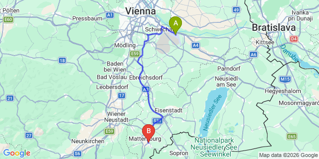 Map: Vienna Airport (VIE) to Marz
