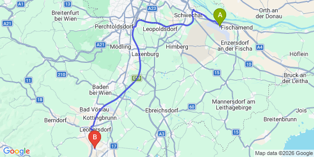 Map: Vienna Airport (VIE) to Matzendorf