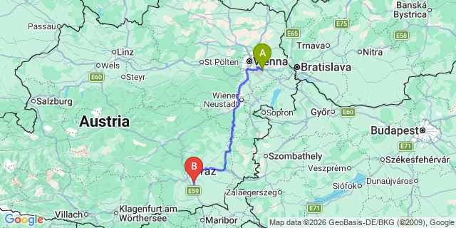 Map: Vienna Airport (VIE) to Mellach