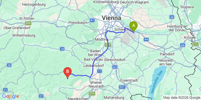 Map: Vienna Airport (VIE) to Miesenbach