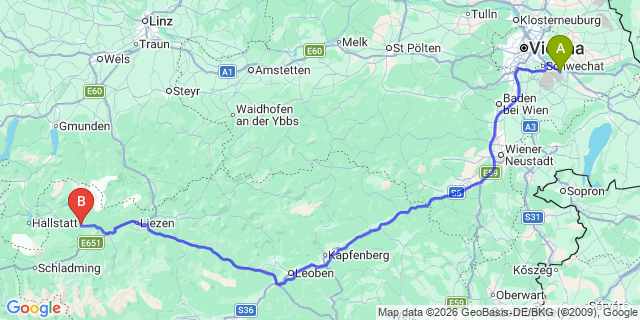 Map: Vienna Airport (VIE) to Mittendorf