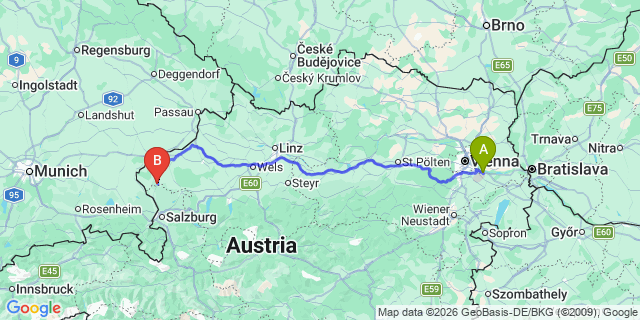 Map: Vienna Airport (VIE) to Moosdorf