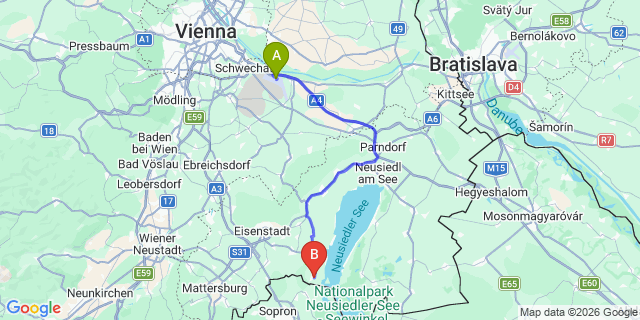 Map: Vienna Airport (VIE) to Mörbisch am See