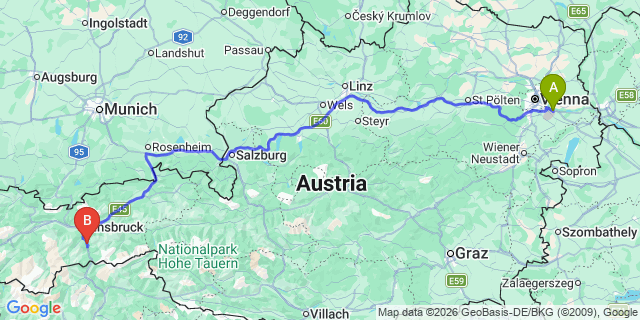 Map: Vienna Airport (VIE) to Mühlbachl