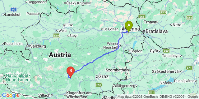 Map: Vienna Airport (VIE) to Mühlen