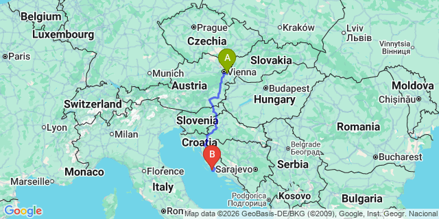 Map: Vienna Airport (VIE) to Murter Island