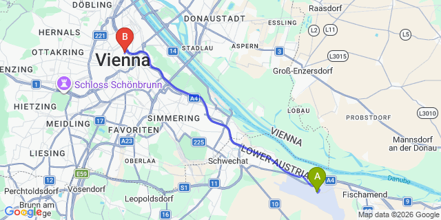 Map: Vienna Airport (VIE) to MyPlace Premium Apartments