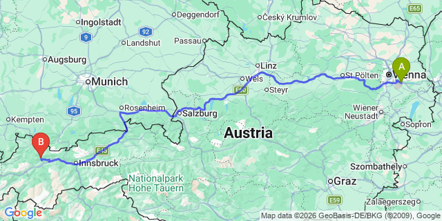 Map: Vienna Airport (VIE) to Nassereith