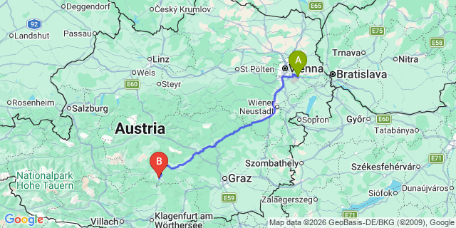 Map: Vienna Airport (VIE) to Neumarkt in Steiermark
