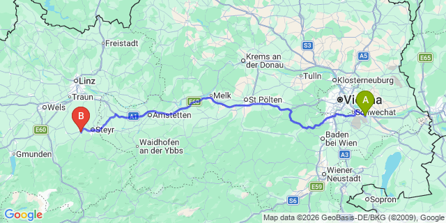Map: Vienna Airport (VIE) to Neuzeug