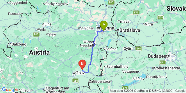 Map: Vienna Airport (VIE) to Nitscha
