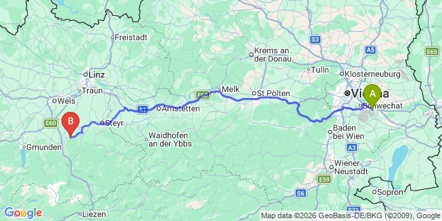 Map: Vienna Airport (VIE) to Nußbach