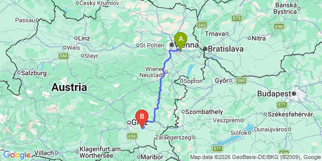 Map: Vienna Airport (VIE) to Oberdorf am Hochegg