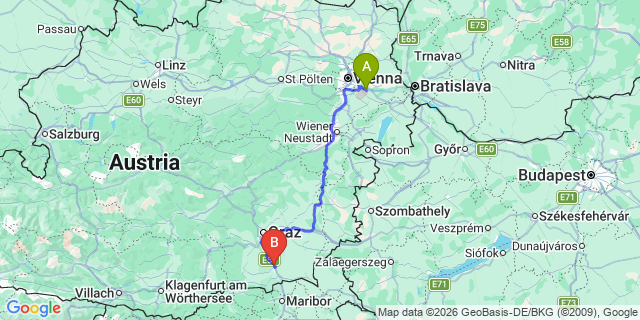 Map: Vienna Airport (VIE) to Obergralla