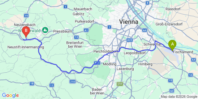 Map: Vienna Airport (VIE) to Od