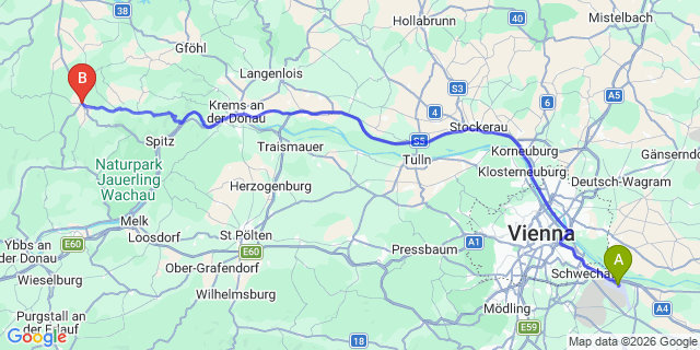 Map: Vienna Airport (VIE) to Ottenschlag