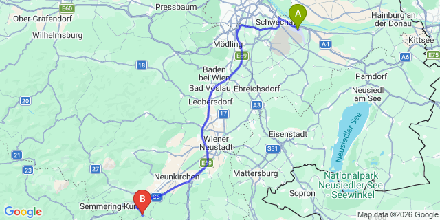 Map: Vienna Airport (VIE) to Otterthal