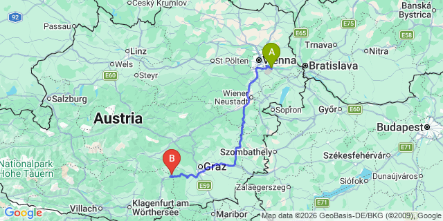 Map: Vienna Airport (VIE) to Pack