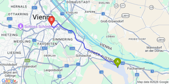 Map: Vienna Airport (VIE) to Parks 73 The Town House Hotel
