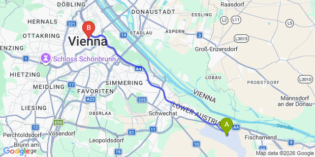 Map: Vienna Airport (VIE) to Pension City