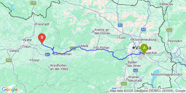 Map: Vienna Airport (VIE) to Perg