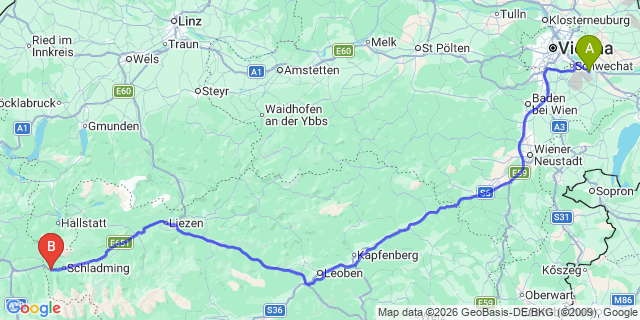 Map: Vienna Airport (VIE) to Pichl