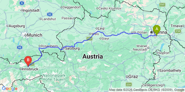 Map: Vienna Airport (VIE) to Pill