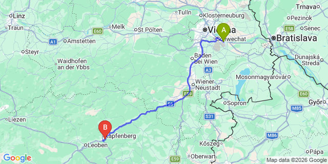 Map: Vienna Airport (VIE) to Pischkberg