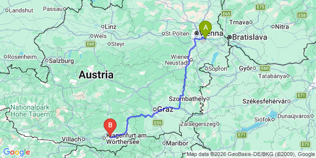 Map: Vienna Airport (VIE) to Poggersdorf