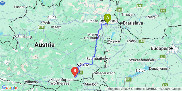 Map: Vienna Airport (VIE) to Pölfing-Brunn