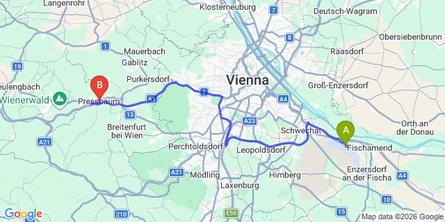 Map: Vienna Airport (VIE) to Pressbaum