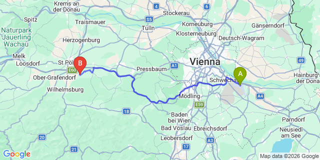 Map: Vienna Airport (VIE) to Pyhra