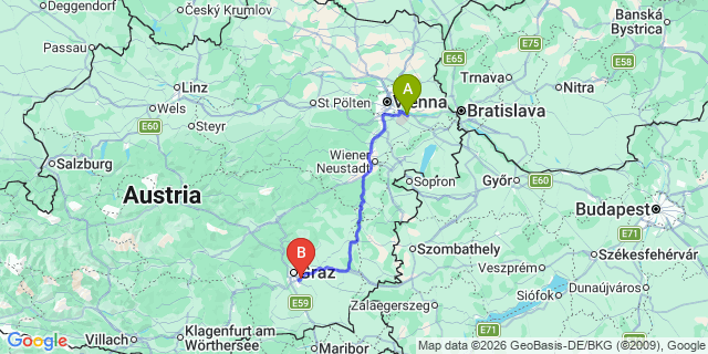 Map: Vienna Airport (VIE) to Raaba-Grambach