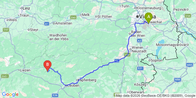 Map: Vienna Airport (VIE) to Radmer