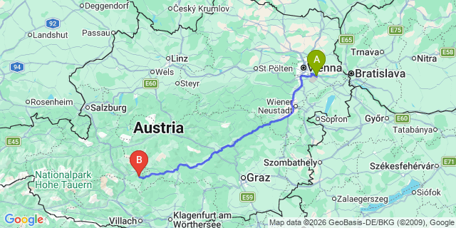 Map: Vienna Airport (VIE) to Ramingstein