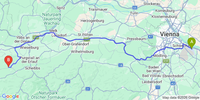 Map: Vienna Airport (VIE) to Randegg