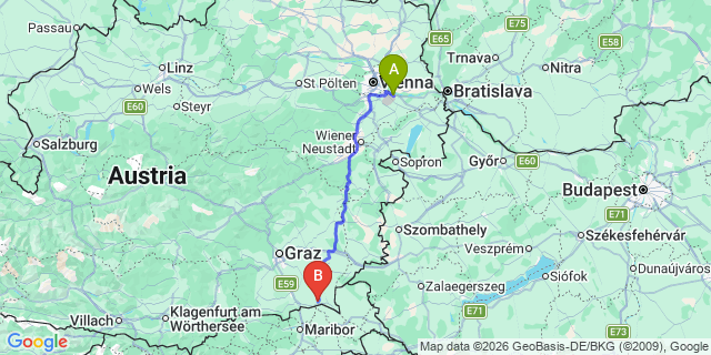 Map: Vienna Airport (VIE) to Ratschendorf