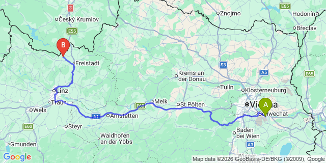 Map: Vienna Airport (VIE) to Reichenthal