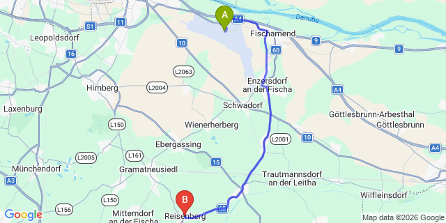 Map: Vienna Airport (VIE) to Reisenberg