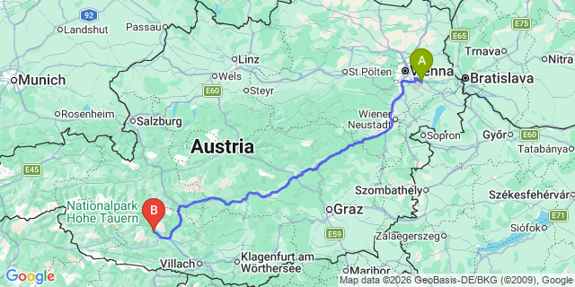 Map: Vienna Airport (VIE) to Reißeck