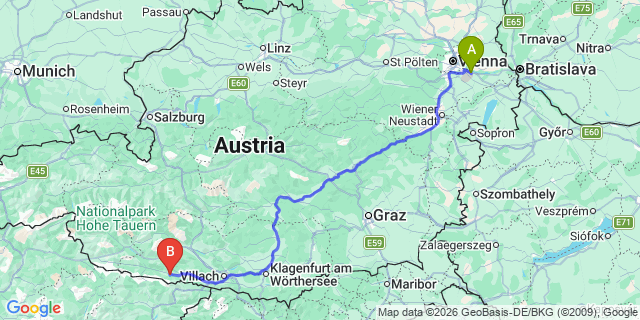 Map: Vienna Airport (VIE) to Reittendorf
