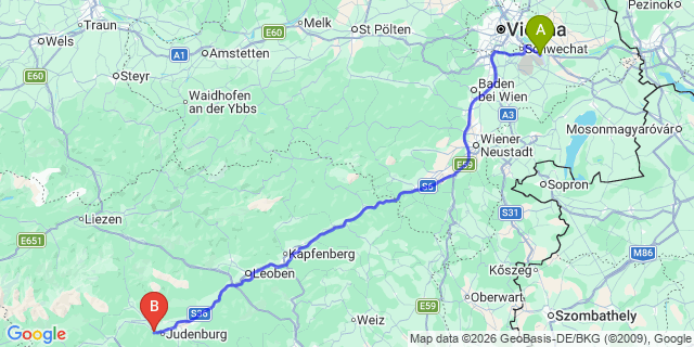 Map: Vienna Airport (VIE) to Rothenthurm