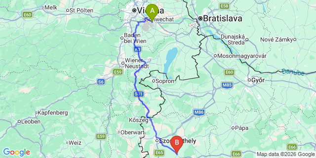 Map: Vienna Airport (VIE) to Rum